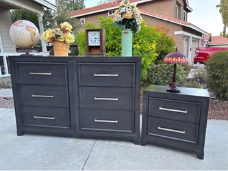 Gray 8 Drawer Wood Modern Dresser Chest of Drawers Furniture Great Condition