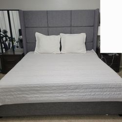 Upholstered Grey King Bed Frame