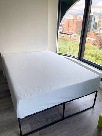 Queen Zinus 12" Green Tea Memory Foam Mattress and Platform Bed Frame, or Boxspring with Wheeled Metal Frame