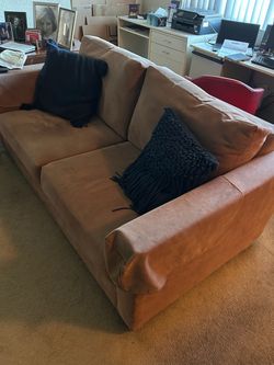 Terracota fake suede couch