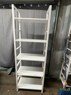 White 5 tier ladder shelf