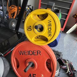 Olympic Size Weight Plates Weightlift Excercise Workout Bench Press Rubber Coated 2 Inch Olympic Size Weight Plates 