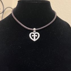 James Avery Retired Heart with Cross within comes with a Brown Black  Choker