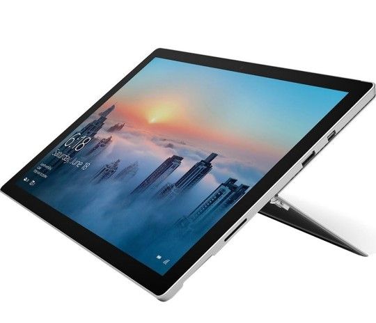 Microsoft Surface Pro 4 features a 6th generation Intel Core i5 processor, 128 GB of storage, 4 GB RAM, and up to 9 hours of video playback