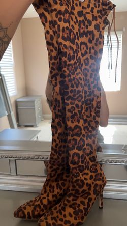 Leopard Print Over-the-Knee Stiletto Boots