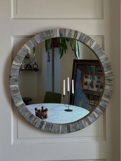 Round Faux bone frame design mirror