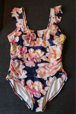 Floral One-Piece Swimsuit with Ruffle Straps
