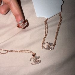 Cc rose gold jewelry set