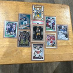 NFL 9-Card Lot 1-Slab PSA 8 & 8-Rookies 