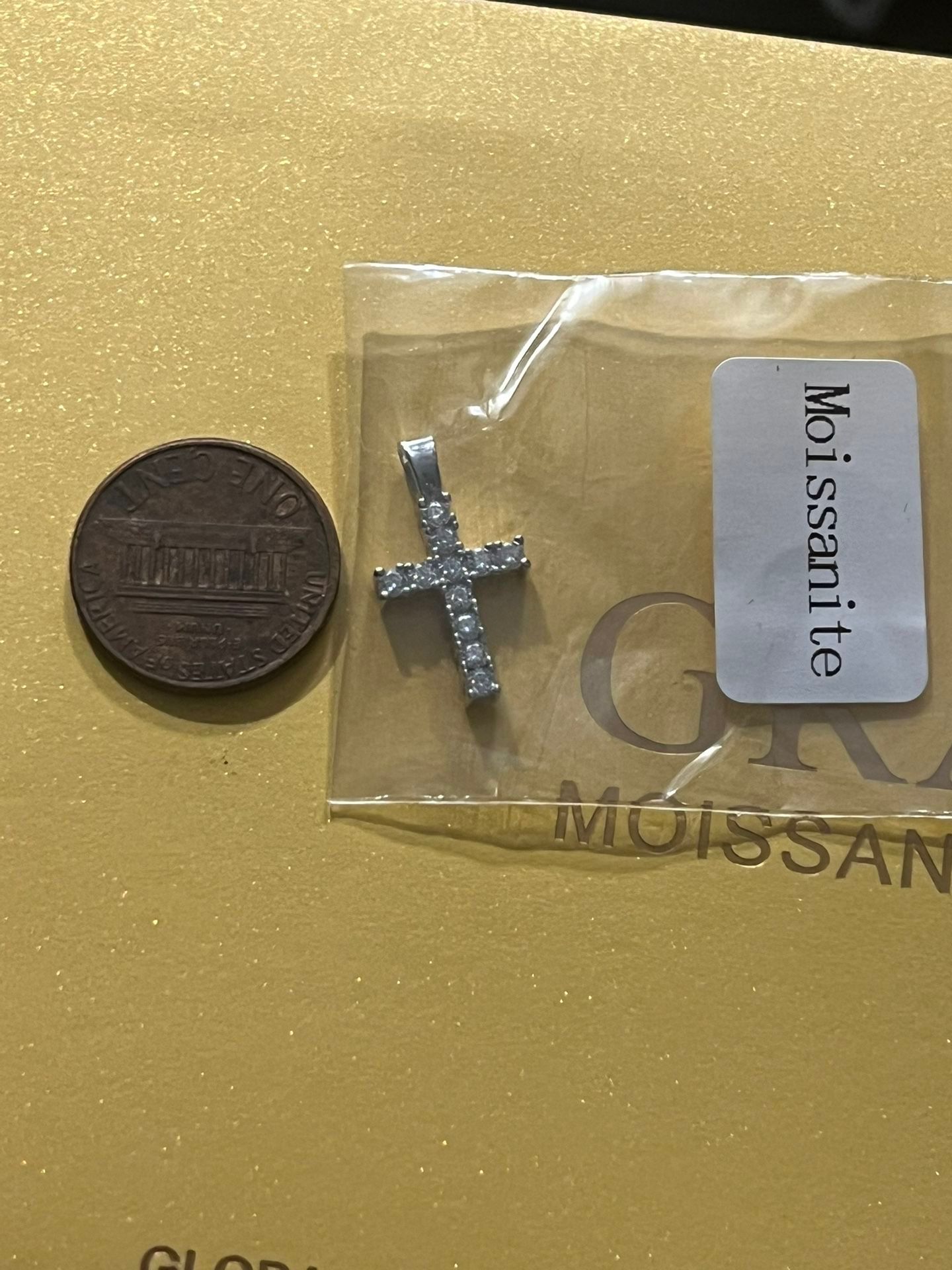 Moissanite Cross Pendant With Real 925 Silver