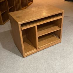 Solid Oak Rolling Bookcase/Utility Cabinet-Great Condition