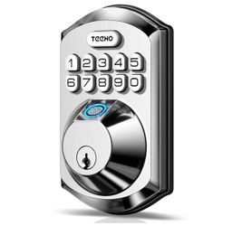 Fingerprint Door Lock - Keyless Entry Electronic Keypad Deadbolt with 2 Backup Keys - Auto Lock - Easy Installation - Smart Locks for Front Door - Sat