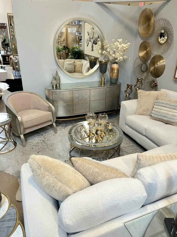  Handmade Modern Beige and Silver Accent Chair