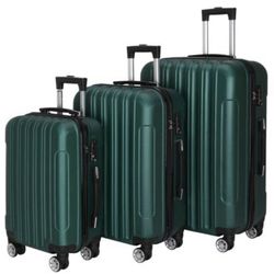Green 3 piece luggage set