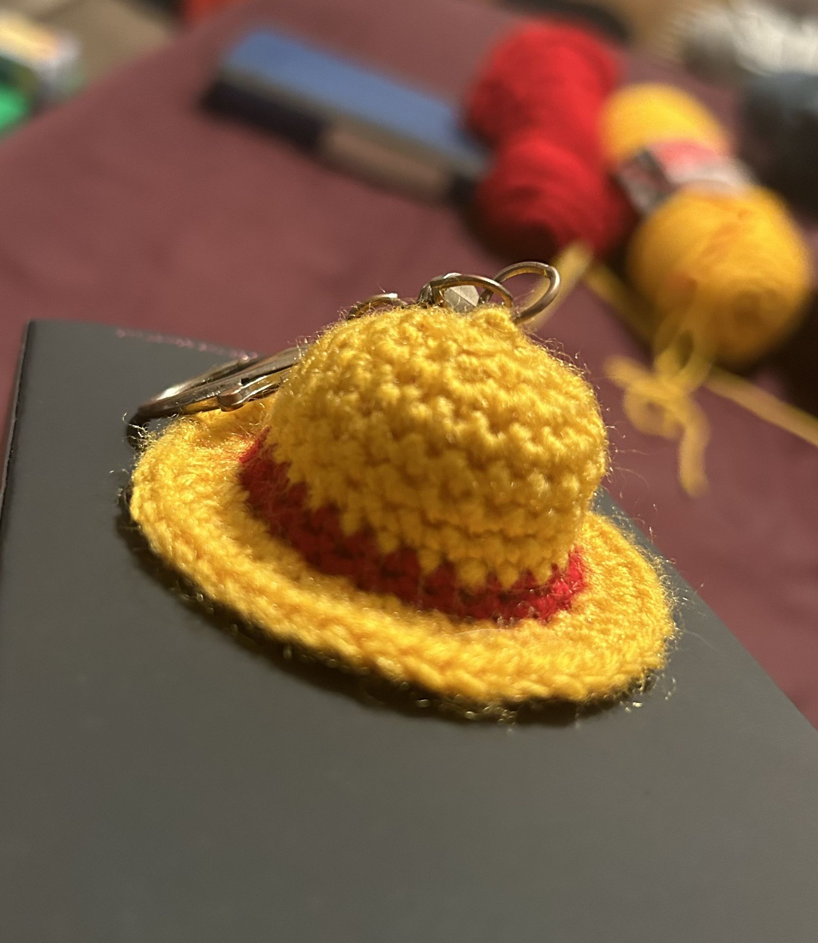 ONE PIECE Mini Handmade Crochet StrawHat Keychain.
