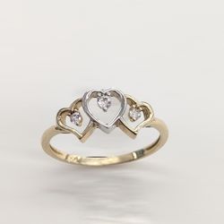 14kt Real Gold 3 Heart Ring For Women 