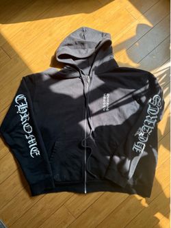 Chrome Hearts Vertical Logo Black Zip Up Hoodie Size Large