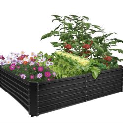 Brand New UOPASD Galvanized Raised Garden Bed kit, 6.5x4x1.5ft Metal Large Planter Box, Stock Tank Outdoor for Vegetables, Flowers, Herbs Black Grey