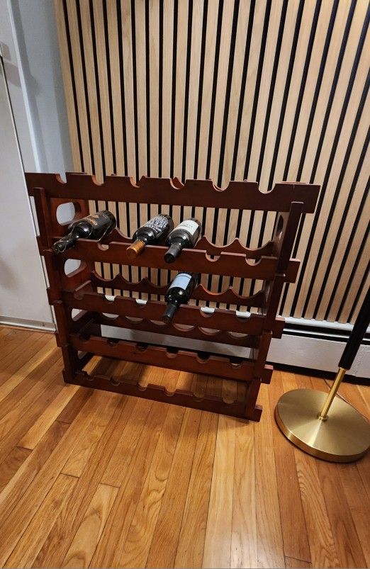 Wood Wine Bottle Rack - Holds 30 Bottles