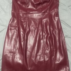Forever 21 Burgundy Faux Leather Princess Seamed Mini Dress Plus Size 2X