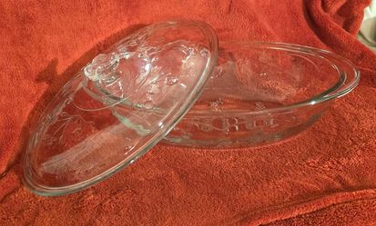 Princess House Heritage Floral Glass Oval Casserole Dish with Lid