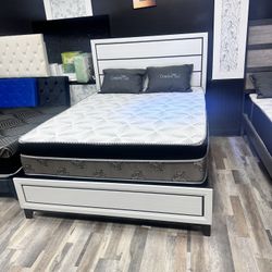 🛌 Queen Mattress Come With Bed Frame (Headboard & Footboard) + Box Spring – Ready for Delivery Today!