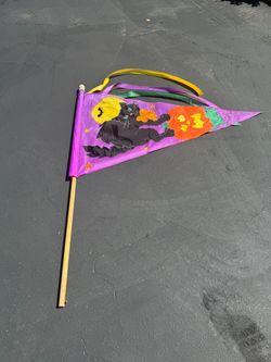 Halloween Black Cat & Pumpkin Decorative Flag