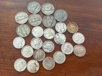 Lot of US Silver Coins Mercury Dimes Roosevelt Dimes Nickels
