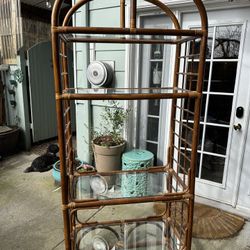 Vintage Boho Bamboo Rattan Shelf 