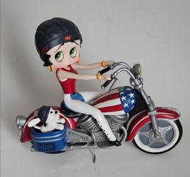 Betty Boop American Flag Patriot Motorcycle Figurine 4th of July