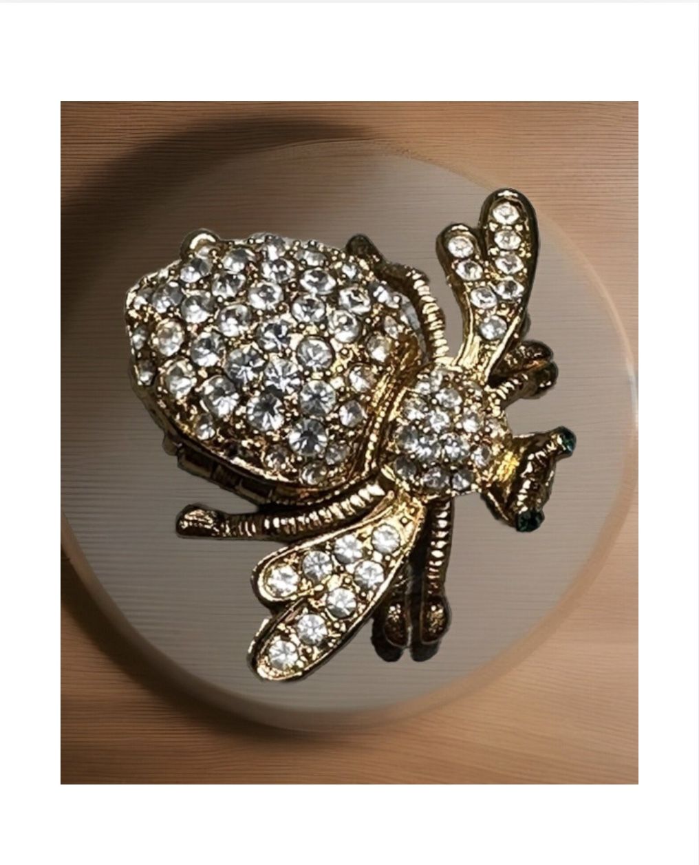 Joan Rivers Classic Collection Pave Cz Bumblebee Brooch Watch 18K Gold Plated