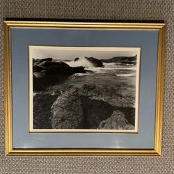 Classic Pacific Coast Black & White Photo, Matted & Framed