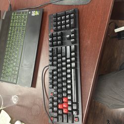 One hp omen gaming keyboard( missing three key caps) and two office keyboards