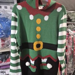 Ugly Christmas Sweater ELF Adults M