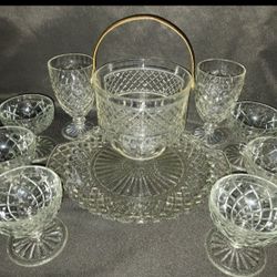 Cross Cut Set - Tray, Ice Bucket, Glasses