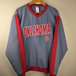 University Oklahoma OU Sooners Knights Apparel Mens M Gray Windbreaker Pullover 