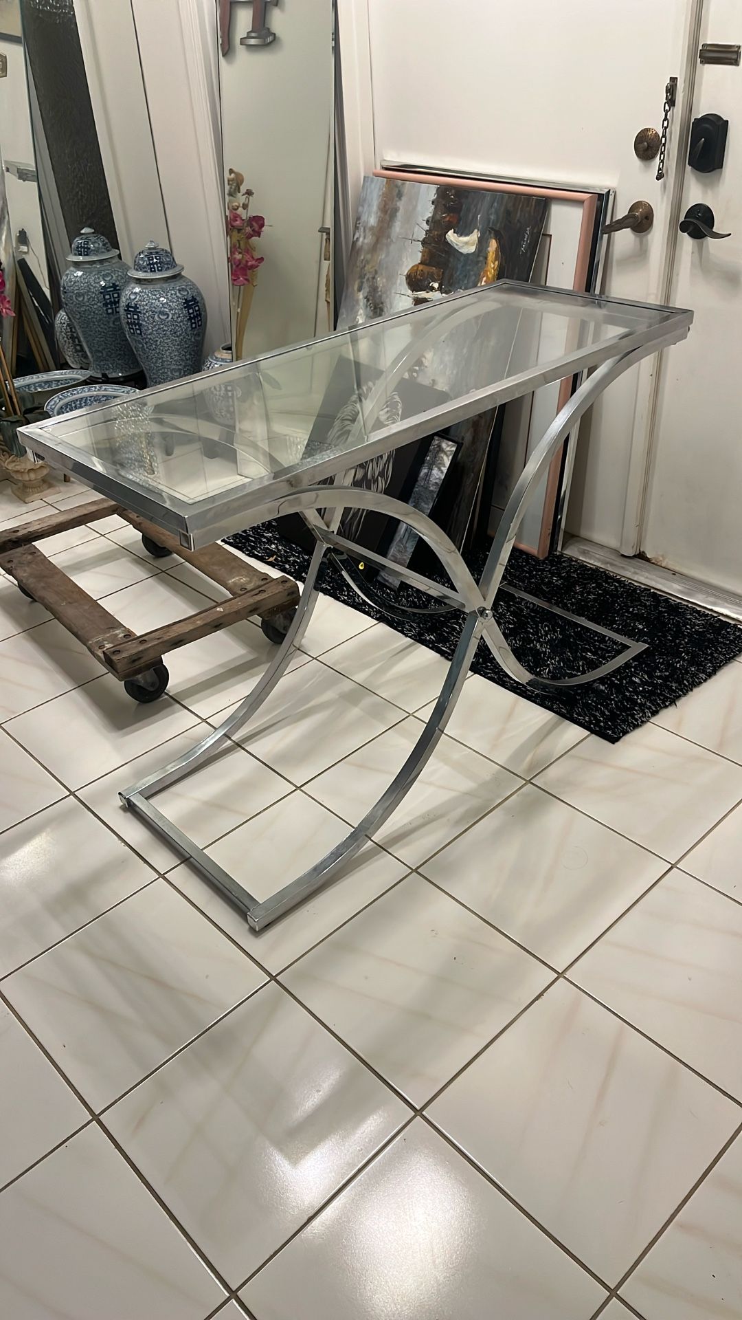 Glass And Chrome Console Table