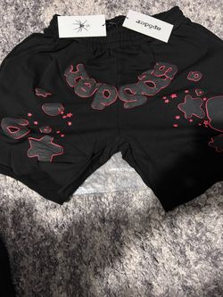 Sp5der OG Web V2 Phantom Black Sweat Shorts Size S/M/L