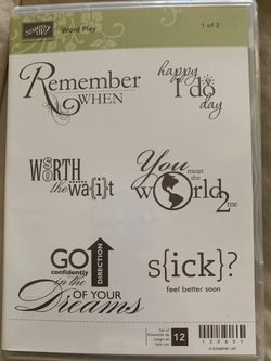 12 Piece Rubber Stamps WORDS Stampin Up Cards