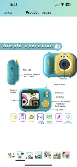  GKTZ Kids Video Camera Digital Camera Camcorder Birthday Gifts  for Boys and Girls Age 3 4 5 6 7 8 9, HD Children Video Recorder Toy for  Toddler with 32GB SD Card - Blue : Electronics