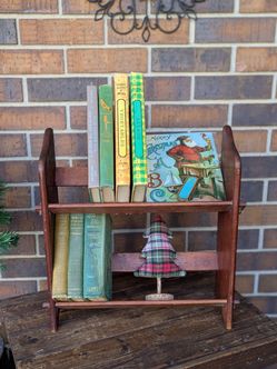 Vintage Rustic CottageCore Wood Tabletop Bookshelf Shelf