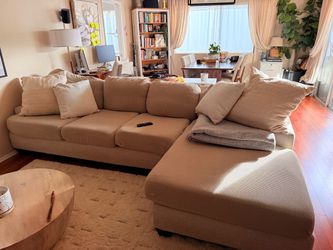 Beige Sectional Sofa with Chaise