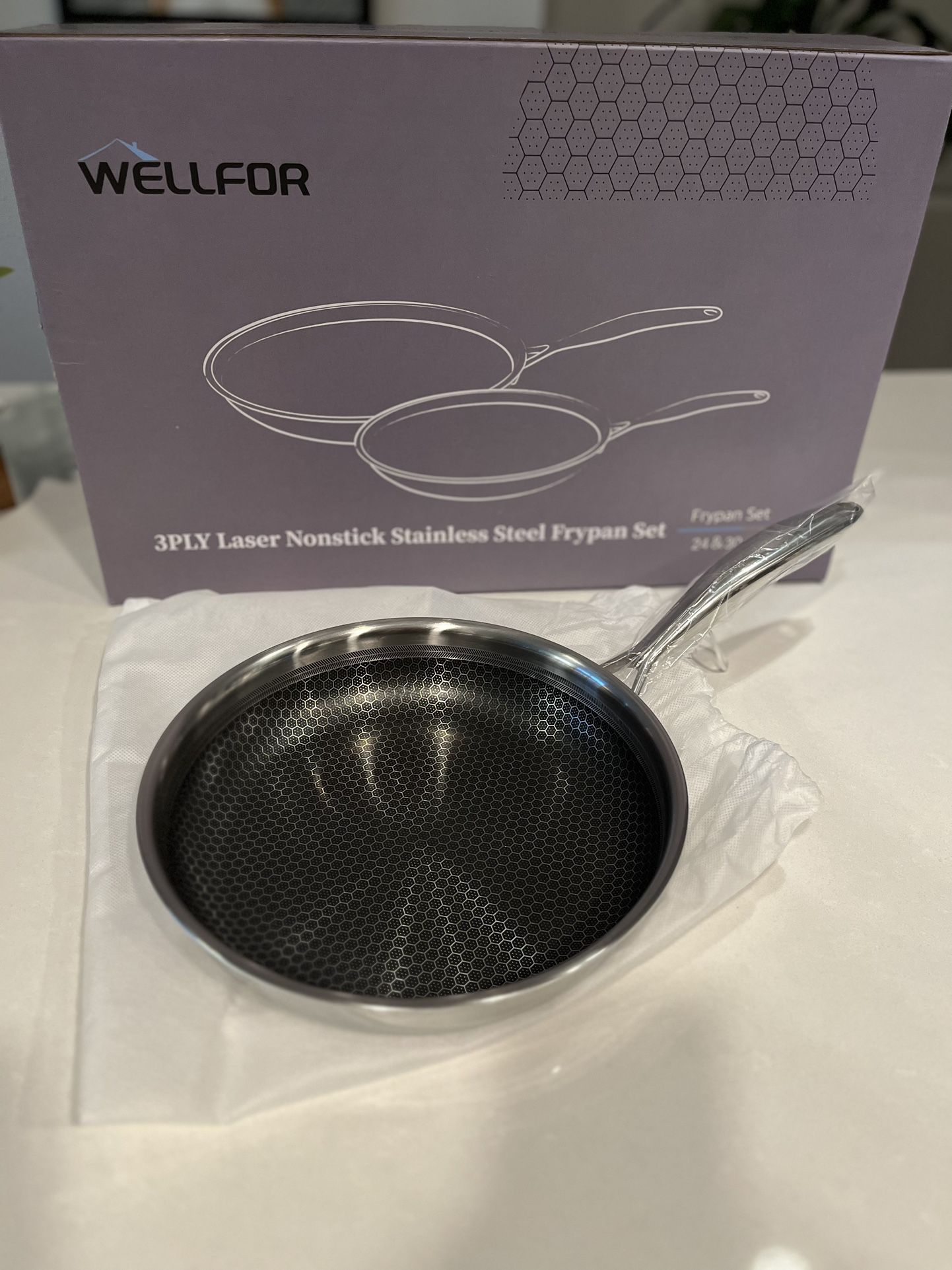 Wellfor Non-Stick HexClad Hybrid Technology Frying Pan 2-Piece Set
