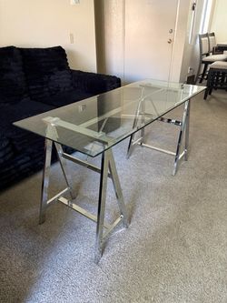 Modern glass-top desk