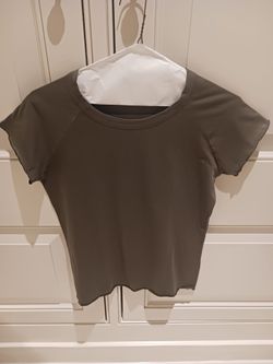 Olive Green Crop Top Short Sleeve
