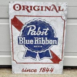Original Pabst Blue Ribbon Beer Since 1844 Wall Hanging Metal Plaque Decoration Accent