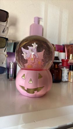 Pink Halloween snow globe