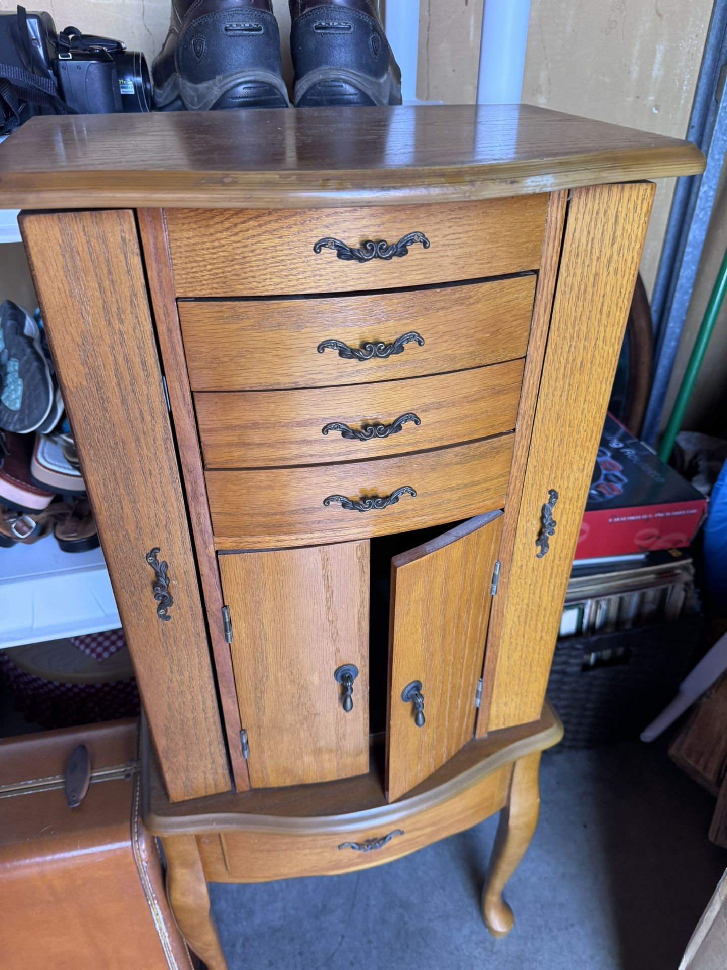 Antique Wooden Jewelry Dresser Box