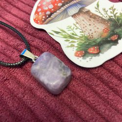 Raw Amethyst Crystal Stone Necklace 
