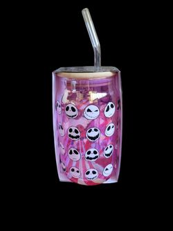 The Nightmare Before Christmas 16oz Glass Tumbler w/ Glass Straws